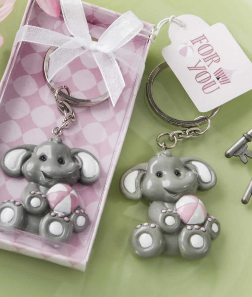 Baby Elephant With Pink Design Key Chain