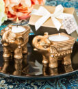 Gold Good Luck Indian Elephant Candle Holder