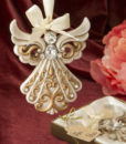 Antique Ivory Angel Ornament With A Matte Gold