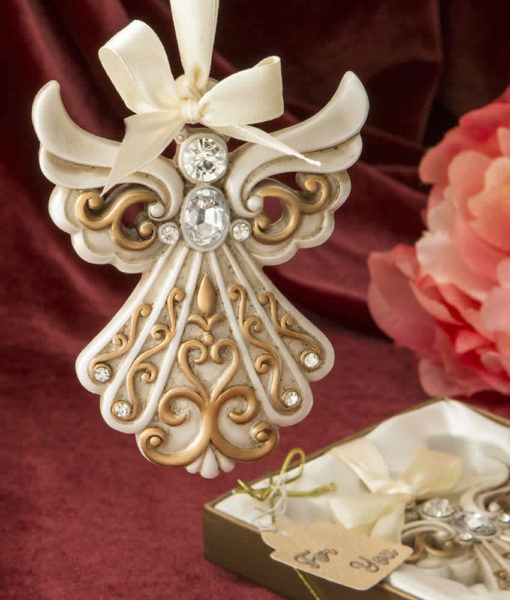 Antique Ivory Angel Ornament With A Matte Gold