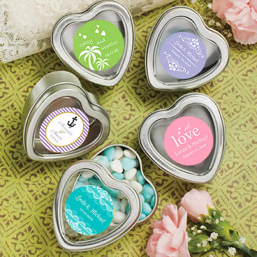 Personalized Silver Heart Shaped Mint Tins