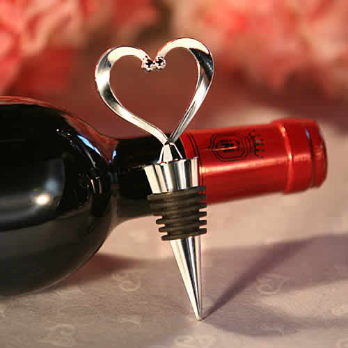 Double Hearts Wine Bottle Stopper and Pourer Anniversary Wedding Party 