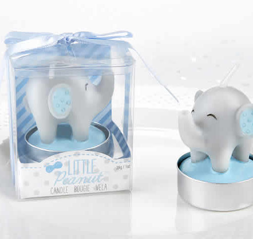 blue elephant baby shower Candle favors