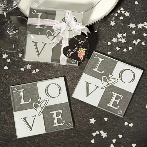 Love verre Coaster Set Place Mat Anniversaire Mariage Grande Couple Cadeau 