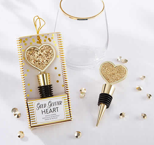 Heart of Gold Bottle Stopper Love Heart Shaped Bridal Shower Wedding Favor-10 
