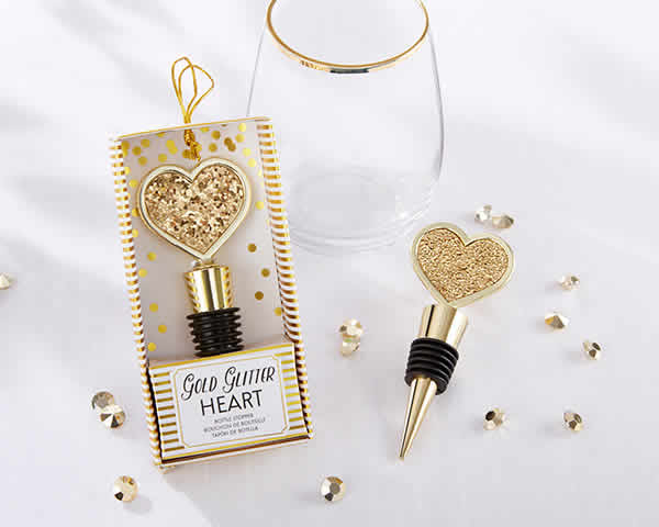 Heart of Gold Bottle Stopper Love Heart Shaped Bridal Shower Wedding Favor-10