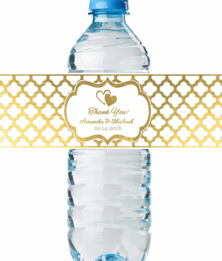 Water Bottle Labels Wedding REAL Metallic Print, LOWEST