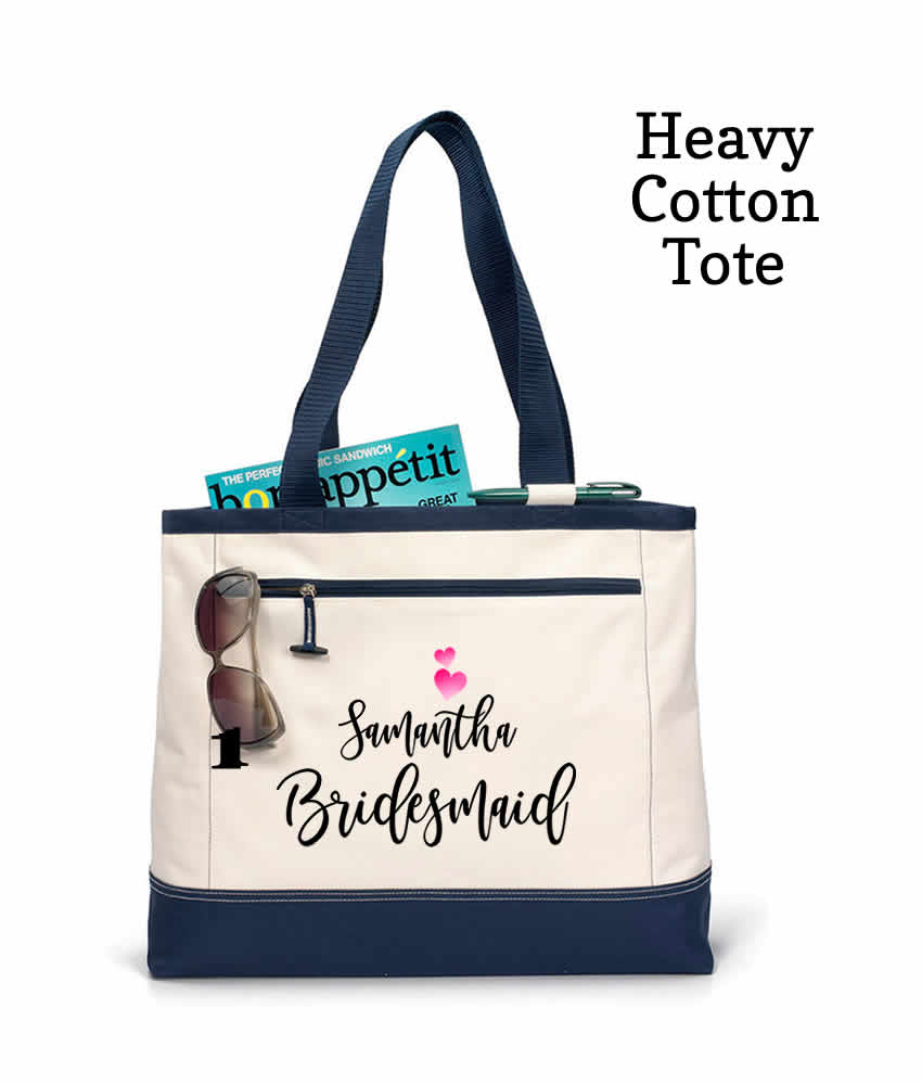 Personalized Tote Bags For Wedding - REAL Metallic Prints, Cotton Canvas Totes