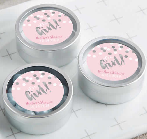Baby Girl Baby Shower Ideas Custom Silver Mint Tins No Setup Fees