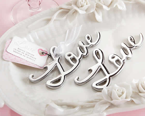 Silver Love Bottle Opener Birthday Anniversary Bridal Wedding Engagement Favor 