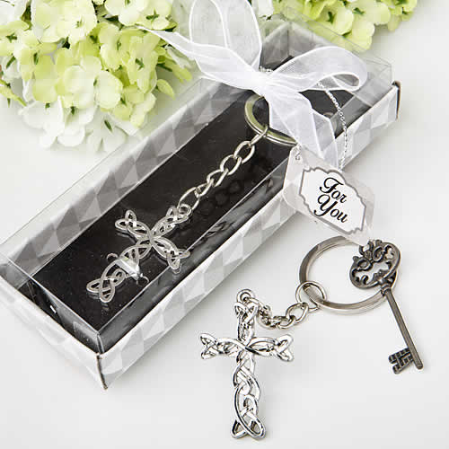 silver cross keychain
