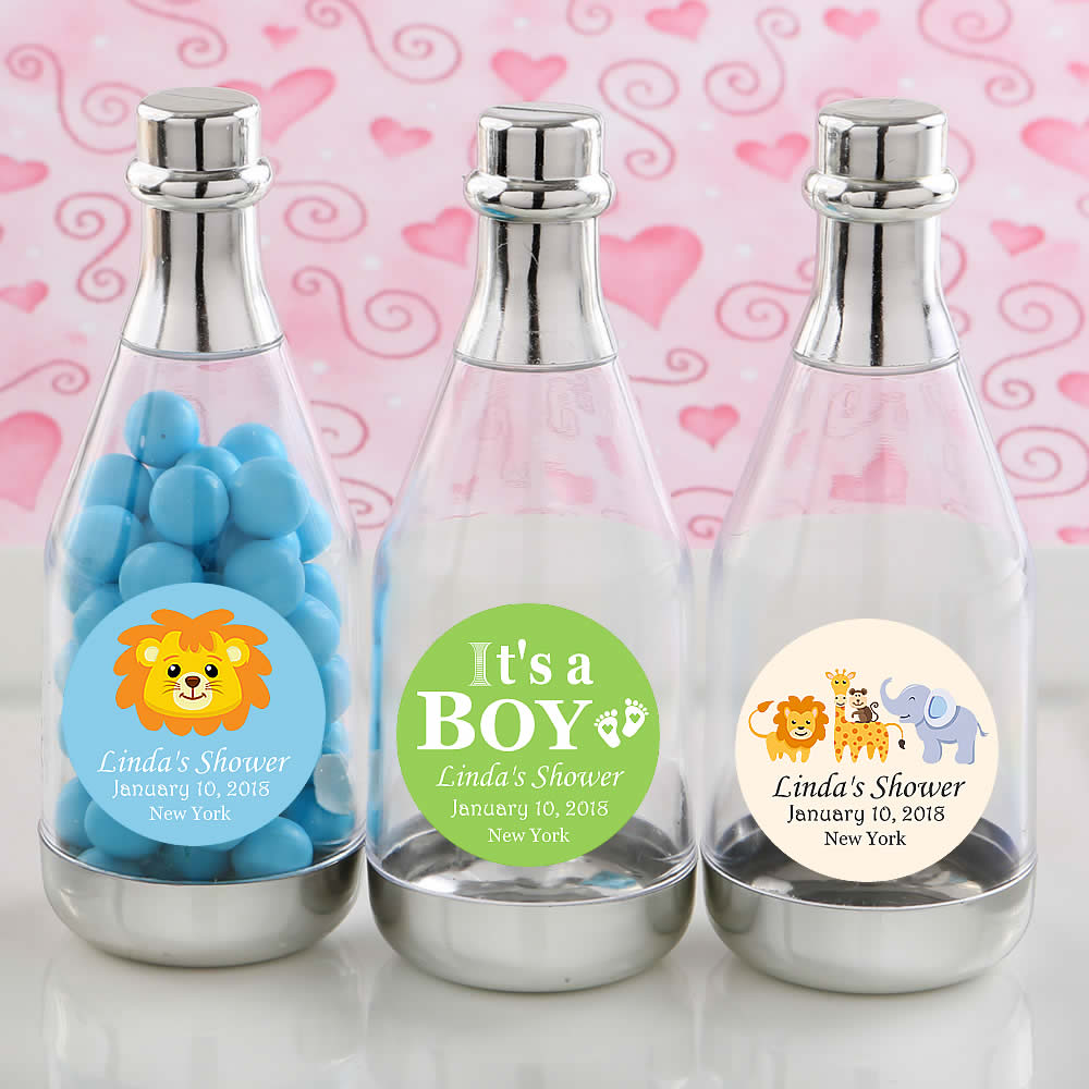 12 Mickey Mouse Fillable Champagne Bottles – Baby Shower Favors – It's A Boy