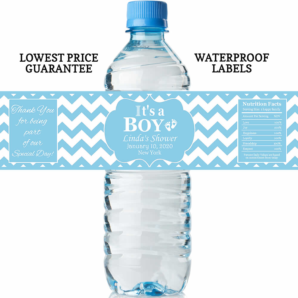 10 Baby Boy Shower Party Favors ~ Water Bottle labels Buy 3 get 1 free bb7 