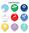 holiday party favors label design chart