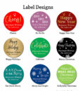 holiday party favors label design chart text