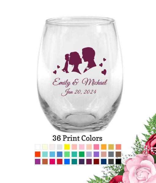 couple wedding wine glasses