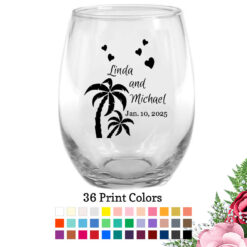 palm trees custom wine glasses