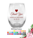 wedding wine glasses thank you heart