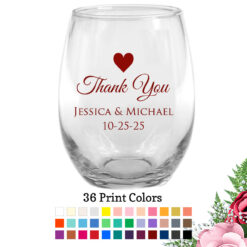 wedding wine glasses thank you heart