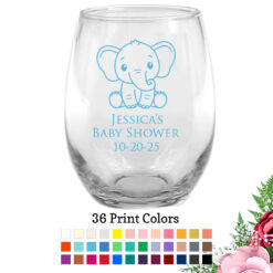 baby shower wine glass baby elephant