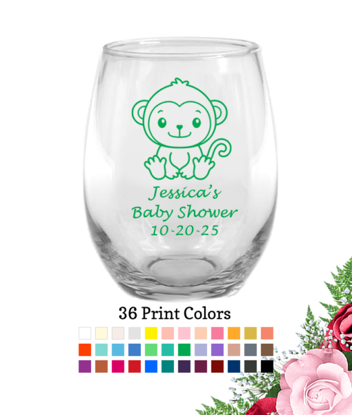 baby shower wine glass baby monkey