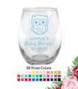 baby shower wine glass baby owl