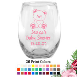 baby shower wine glass teddy bear