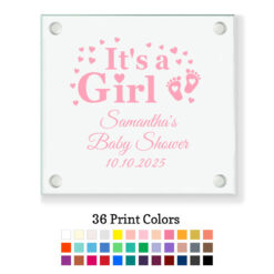 it's a girl baby glass coaster