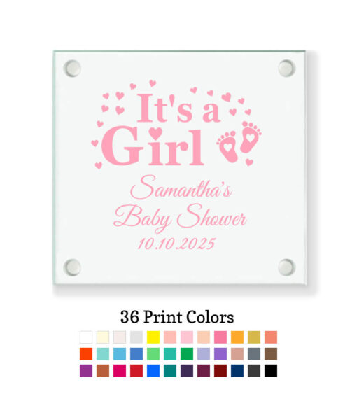 it's a girl baby glass coaster