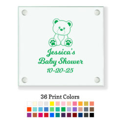 teddy bear baby shower glass coasters