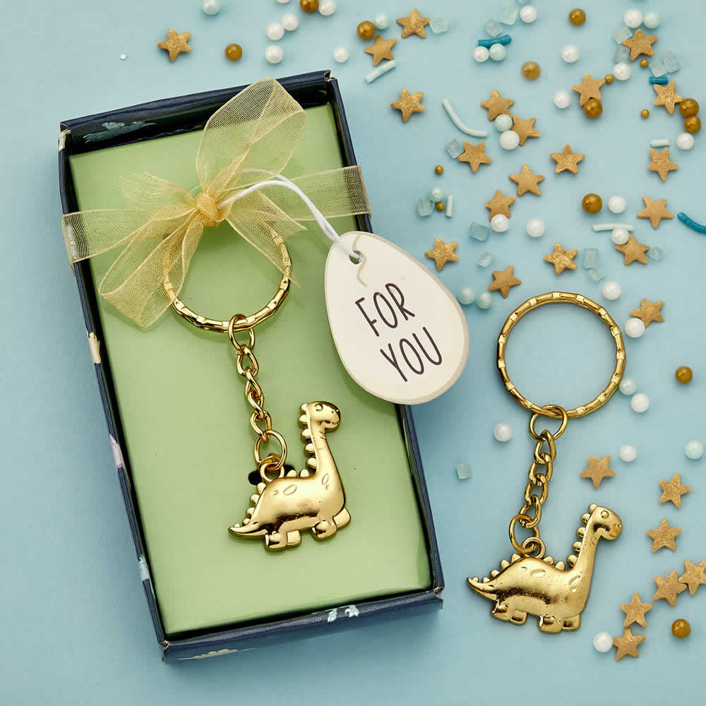 Baby Shower Party Favor 25-144 Adorable Gold Dinosaur Key Chain 