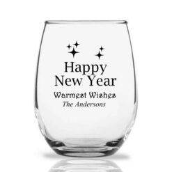 happy new year wine glass