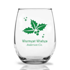 holly berry wine glass