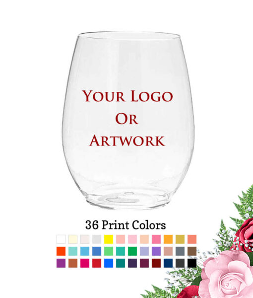logo custom plastic wine glasses