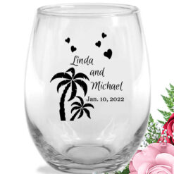 palm trees wine glasses