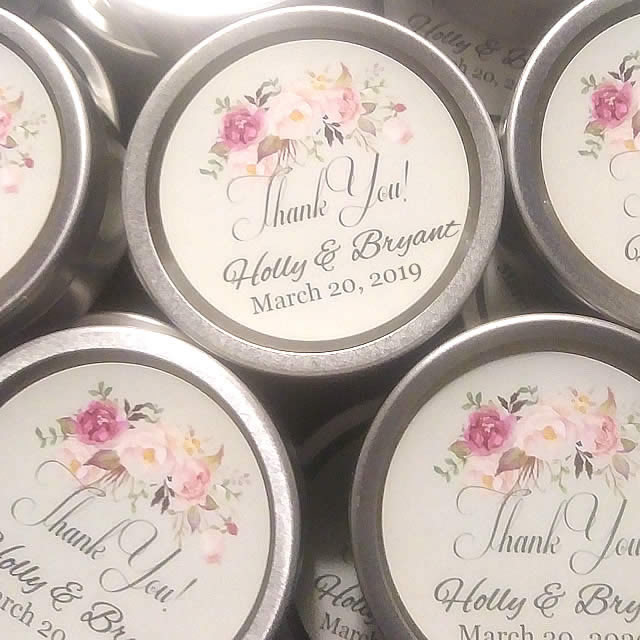 30-250 Personalized Vanilla Scented Travel Candle Wedding Shower Party Favors 