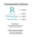 last name initial customization options free proof