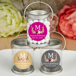 antler monogram floral silver paint cans
