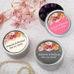 fall floral round silver mint tins