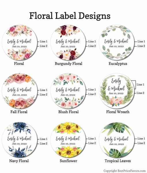 floral wedding favors labels