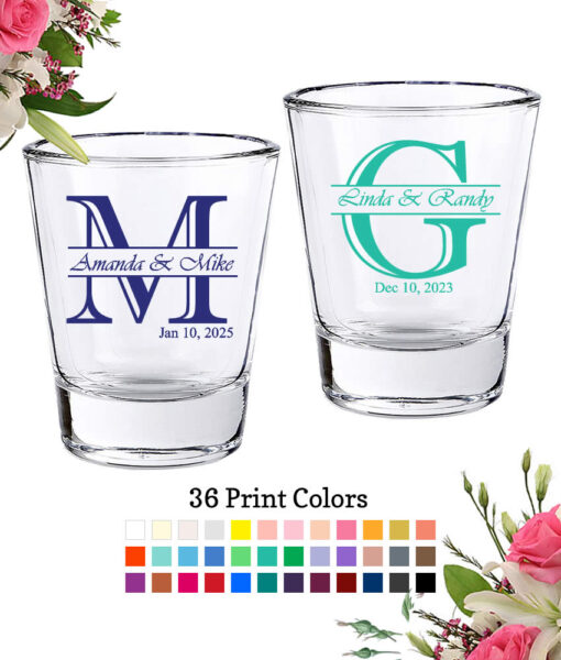 initial monogram personalized shot glasses