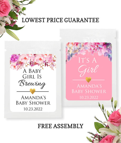 baby girl shower tea bag favors