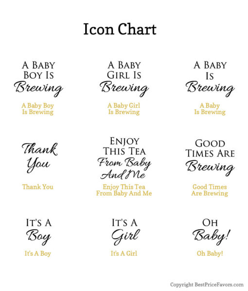 baby shower tea bags icon chart