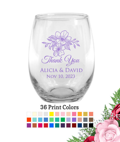 floral wedding wine glasses