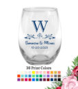 monogram scroll wedding wine glasses