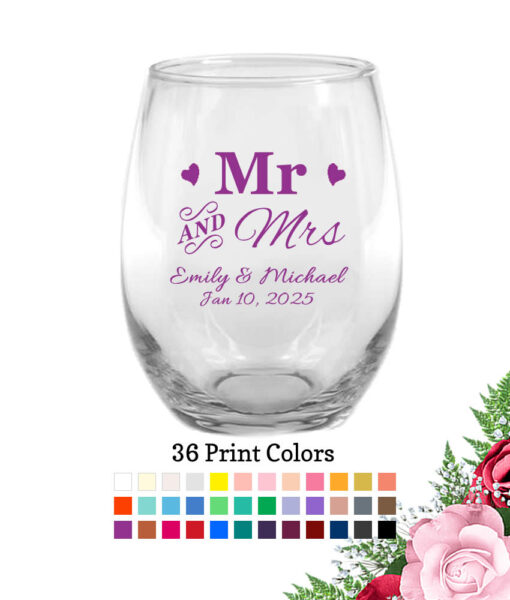 mr & mrs wedding wine glasses