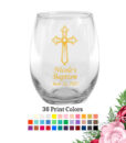 baptism favors cross outline wine glasses