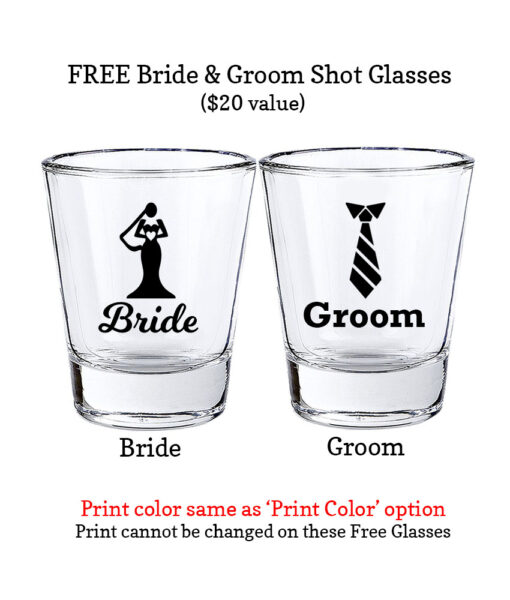 free bride and groom custom shot glasses