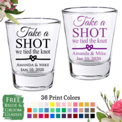 take a shot we tied the knot shot glass free bride groom