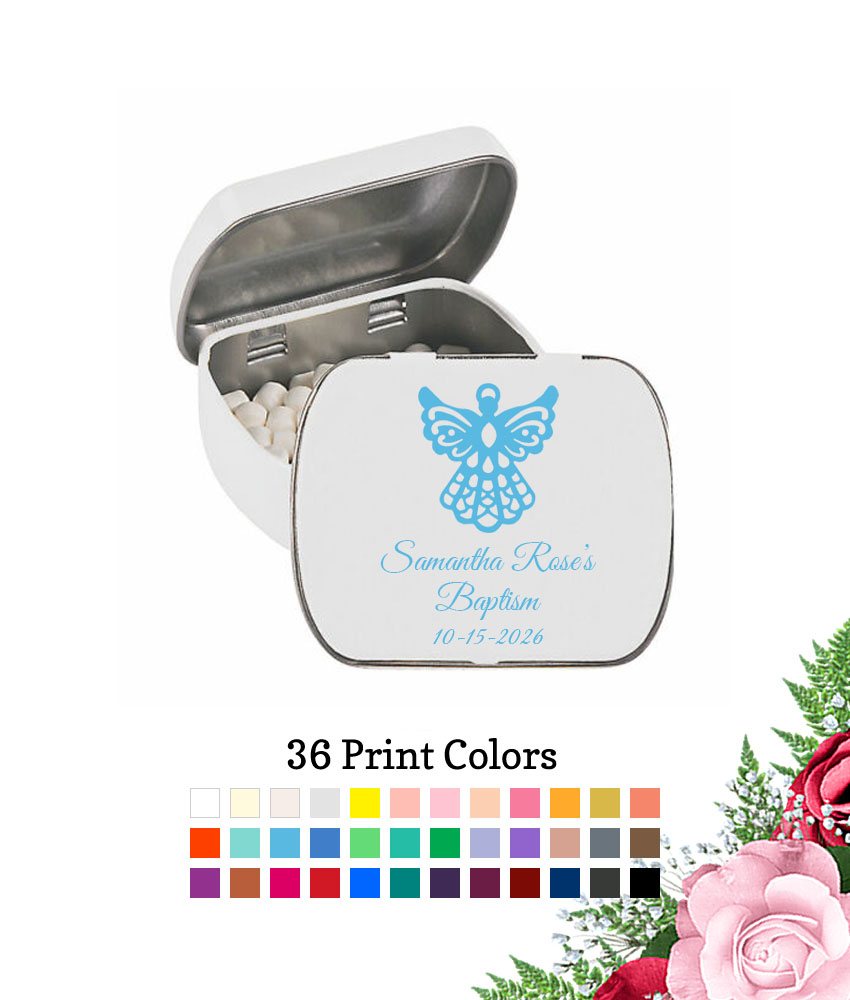 angel butterfly white mint tin